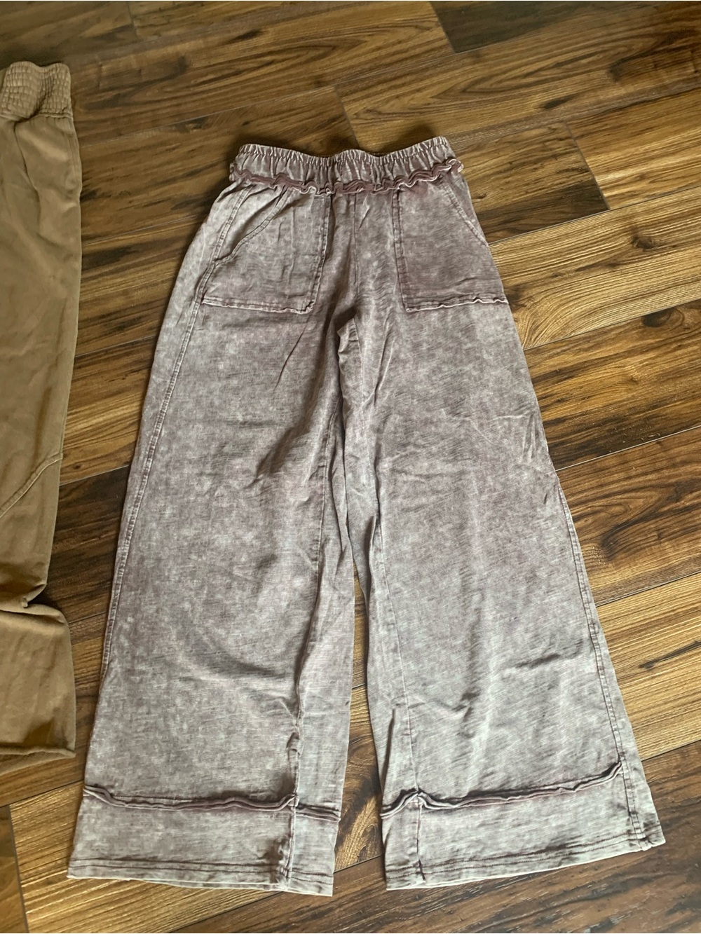 SHEIN Girls' Wide-Leg Pull-On Pants in Dusty Mauve